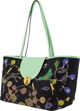 Versace Womens St. Broken Jewels Tote Multicolor Cotton