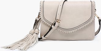 Jen & Co. Womens Sloane Vegan Crossbody Bag In Greige