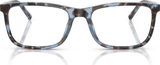 Dolce & Gabbana 55mm Rectangular Optical Glasses in Havana Blue /Demo Lens at Nordstrom