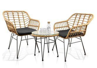 VCM 3 Un. Bistroset Lounge Balkonset Rattan 79x57x52 - Vcm