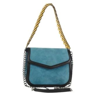 Loewe Pre-owned Suede Schoudertas - Dames - Pre-owned - Blauw - Maat: ONE Size Su&egrave;de