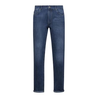 Brunello Cucinelli Jeans, Heren, Blauw, 3Xl, Denim, Lichtgewicht Denim Broek