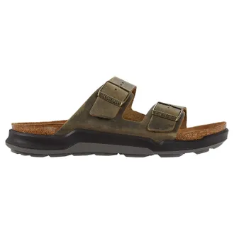 Birkenstock Arizona CT Waxy Leather Mens Slides Sandals - Faded Khaki - Size:UK 10.5
