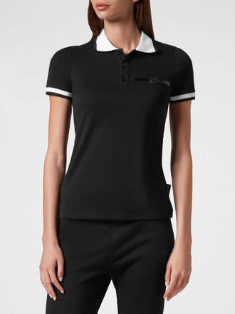 Plein Sport Polo slim fit in jersey a maniche corte con logo posteriore