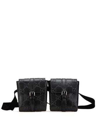 Gucci 2016-present GG Embossed Perforated Double belt bag - Black
