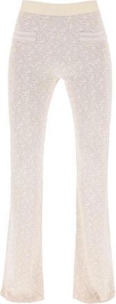Palm Angels Monogram Knit Flare Pants - Dames - Wijde Broeken - Wit - S - Polyester - Broeken