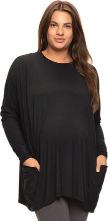 Felina Modal Span Side Drape Maternity Long Sleeve Top in Black at Nordstrom, Size Small