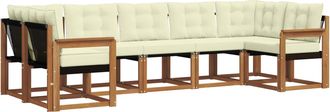 vidaXL Conjunto De Sof&aacute;s De Exterior 7 Uds. Natural Y Crema Vidaxl
