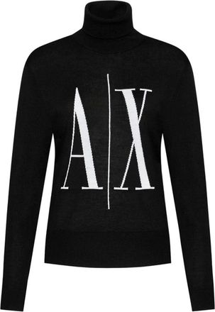 A|X Armani Exchange Polo Neck coltrui - Dames - Coltruien - Zwart - XS - Wol - Truien & Vesten