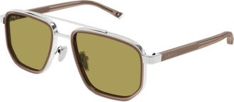 Gucci Navigator Frame Zonnebril - unisex - Zonnebrillen - Grijs - 55 MM - Accessoires
