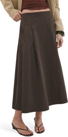 Mango Pleated Midi Skirt in Chocolate at Nordstrom, Size 10