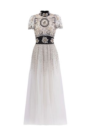 Saiid Kobeisy Embroidered Tulle Midi Dress