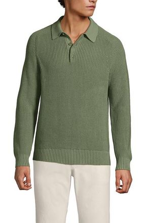 Lands End Long Sleeve Drifter Polo Sweater in Sage at Nordstrom, Size Xx-Large