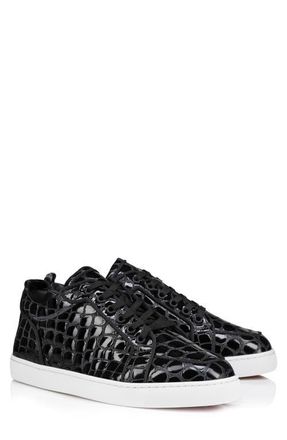 Christian Louboutin Rantulow Orlato Croc Embossed Patent Leather Sneaker in Black at Nordstrom, Size 10Us