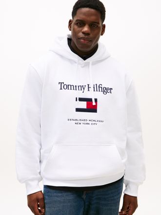 Tommy Hilfiger Big & Tall Hoodie BT-TOMMY EMBRO FLAG, Herren, Gr. 4XL, wei&szlig;, Sweatware, Obermaterial: 64% Baumwolle, 36% Polyester, TOMMY HILFIGER BIG & TALL, regular fit norma