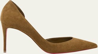 Christian Louboutin 85mm Iriza Suede Half-dOrsay Pumps