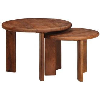vidaXL Nesting Coffee Tables 2 pcs Honey Brown Solid Mango Wood vidaXL