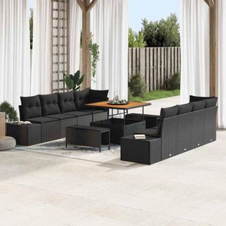 vidaXL Vidaxl - Conjunto De Sof&aacute; De Jard&iacute;n 11 Pcs Negro 100 X 100 X 71 Cm