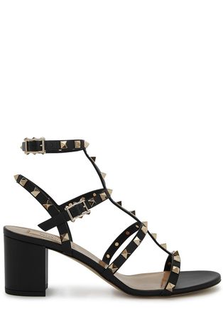 Valentino Garavani Rockstud 60 Leather Sandals - Black - 6.5