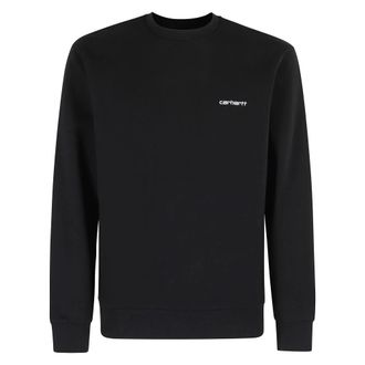 Carhartt Work in Progress Carhartt Wip, Sweatshirts, male, Black, Size: L Script Embroidery Sweatshirt