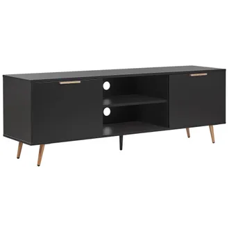Beliani Beliani - Mueble De Tv Negro Patas De Metal Dorado Con Almacenamiento Indio