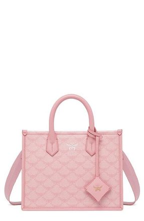 MCM Lauretos Coated Canvas Tote in Silver Pink at Nordstrom
