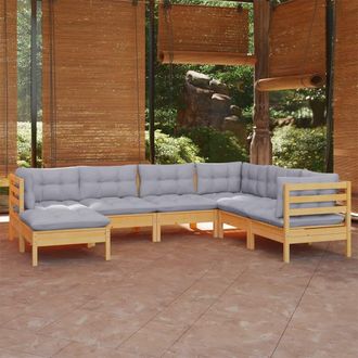 vidaXL Juego De Muebles De Jard&iacute;n 7 Pzas Y Cojines Madera Maciza Pino Vidaxl