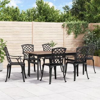 vidaXL Vidaxl - Sillas De Jard&iacute;n 6 Unidades Aluminio Fundido Negro