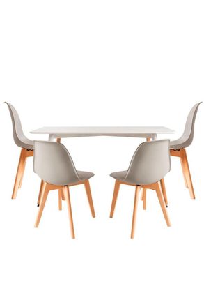 Regalos Miguel Regalos Miguel - Conjuntos De Mesa Y Sillas - Conjunto Mesa Tower Rectangular 120 X 80 Cm Blanca Y Pack 4 Sillas Kelen - Gris