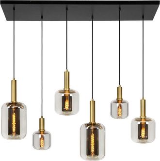 Lucide Joanet - Bar Pendant Light - 6xE27 - Smoke Grey - Lucide