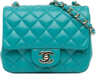 Chanel Blue Mini Square Classic Lambskin Single Flap