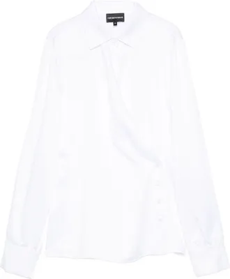Emporio Armani Womens Wrap-Front Button-Detail Blouse