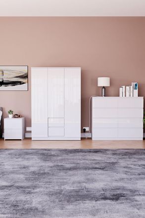 Home Discount Vida Designs Glinton 3Pc Bedroom Set(2Dr Bedside, 8Dr Chest, Wardrobe) in White