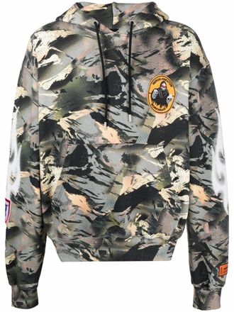 Heron Preston camouflage-print hoodie - Green