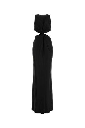 Saint Laurent Black Satin Long Dress