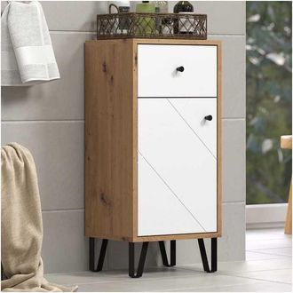 Trendteam Touch Armoire De Salle De Bain Mat Blanc, Chene D&eacute;cor