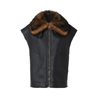 Fendi Nappa Shearling Gilet - Dames - Bodywarmers - Zwart - XS - Jassen