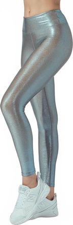 Heroine Sport Marvel Metallic Performance Legging In Beige Aqua