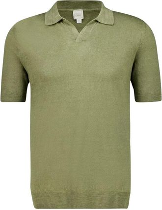 120% Lino Tops, Heren, Groen, L, Linnen, Linnen Poloshirt