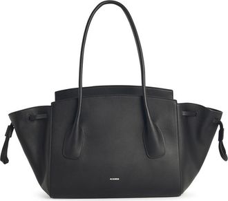 Jil Sander Small Voyage schwarzer Lear -Tasche