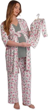 Everly Grey Analise During & After 5-Piece Maternity/Nursing Sleep Set for Mom & Baby in Honey Bloom at Nordstrom, Size X-Large
