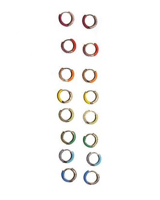 Fry Powers Enamel Sparkle Huggies in 14K Gold in Really Red at Nordstrom, Size 7