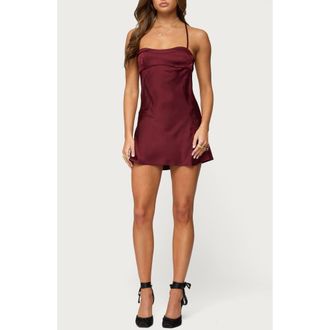 Edikted Nalah Satin Minidress in Burgundy at Nordstrom, Size X-Small