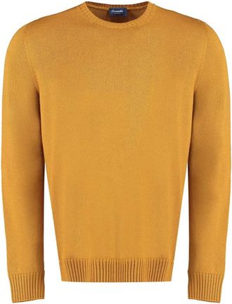 Drumohr Merino Wollen Pullover - Heren - Ronde hals truien - Bruin - M - Wol - Truien & Vesten