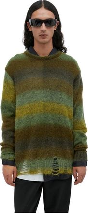 Song for the Mute Gedistresseerde Mohair Trui - Heren - Ronde hals truien - Veelkleurig - M - Nylon - Truien & Vesten