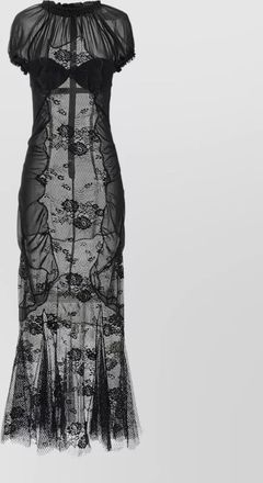 The Attico lace tulle dress short sleeves ruffled neckline