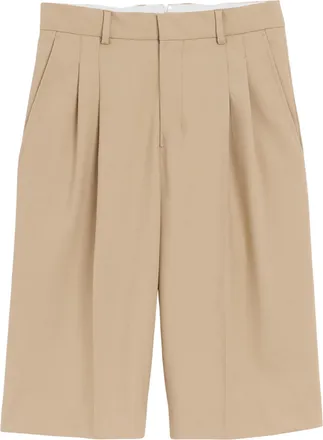 Ami Beige Front Darts Wool Shorts