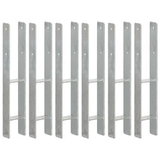 vidaXL Vidaxl - Anclajes De Valla 6 Uds Acero Galvanizado Plateado 9x6x60 Cm