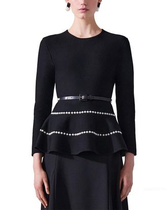 Carolina Herrera Wool-Blend Peplum Top