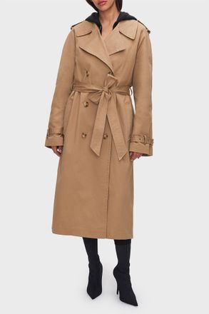 Good American Chino Trench Coat In Khaki